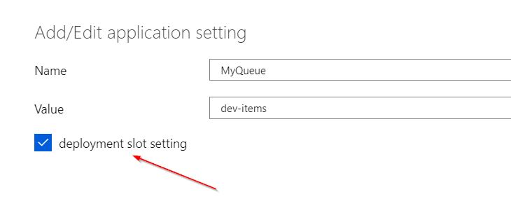 Deployment slot setting