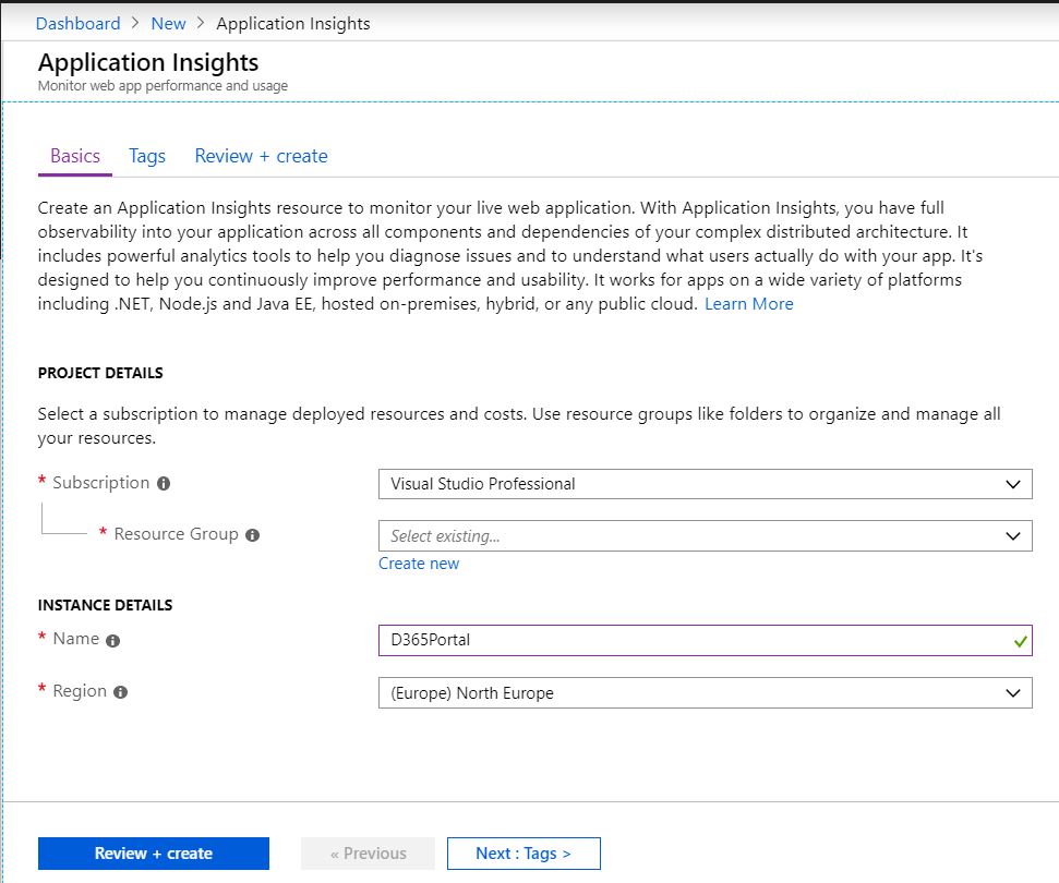 Create Azure App Insights