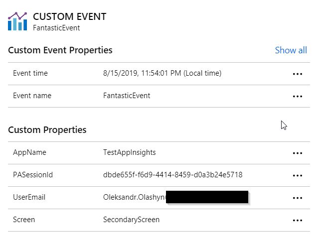 App Insights Event Details