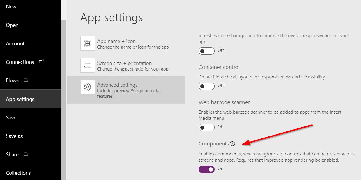 Component Settings