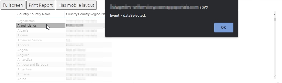 handle data selected event