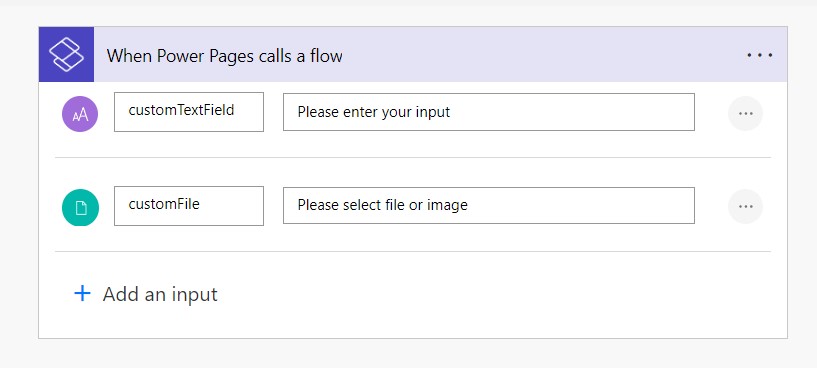 Cloud flow trigger with inputs