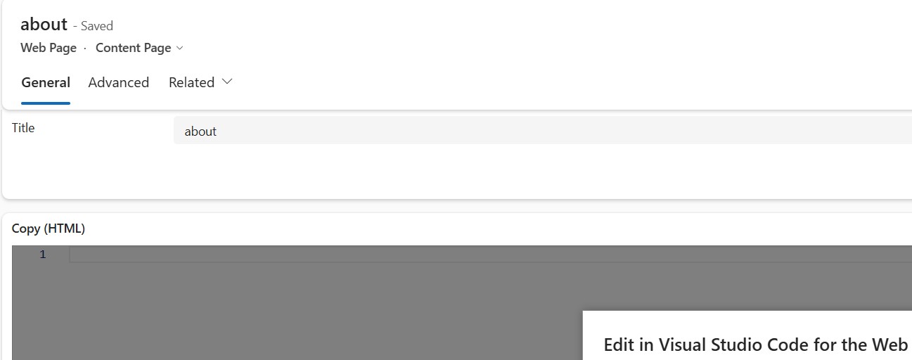 Page record in Power Pages management